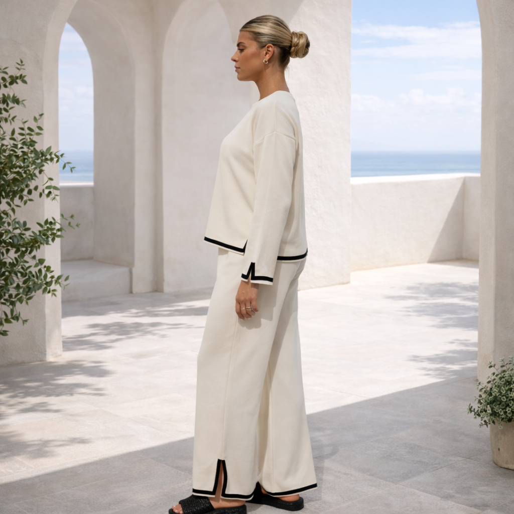 CONJUNTO KNIT CREAM CONTRAST™ | Minimalismo sofisticado para tu día a día