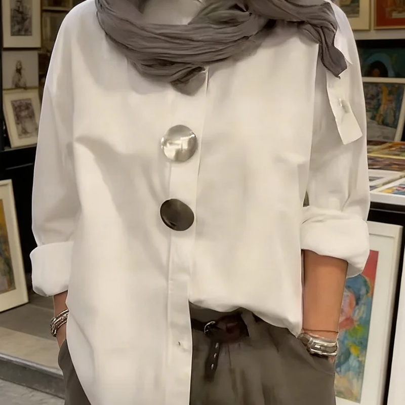 Cvijeta - Blusa Talla Grande Con Botones Metálicos Grandes