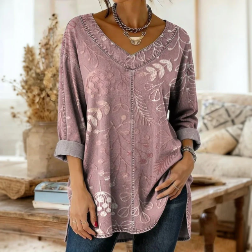 Olivija - Blusa Vaquera Con Estampado Floral