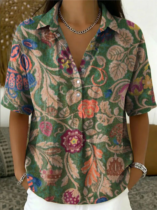 Aksinia - Blusa Con Estampado Floral y Cuello