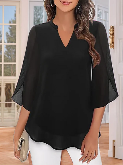 Styliani - Blusa De Gasa Con Cuello En V