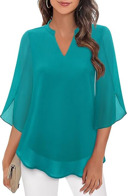 Styliani - Blusa De Gasa Con Cuello En V