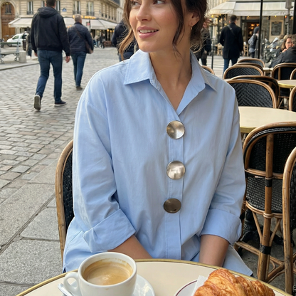 Cvijeta - Blusa Talla Grande Con Botones Metálicos Grandes